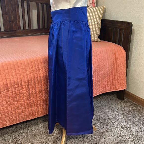Vintage 80s Gunne Sax Blue Midi A-Line Pleated Taffeta Skirt size 7 or small - Picture 4 of 14